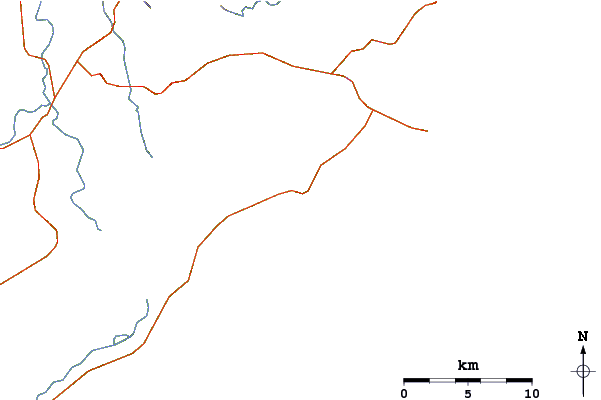 Carreteras y ríos cerca de Hawks Nest-Mungo Brush