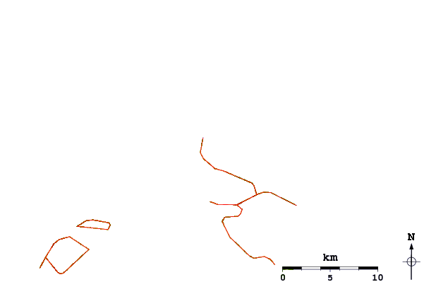 Carreteras y ríos cerca de Megalo Plakoto (Ios)