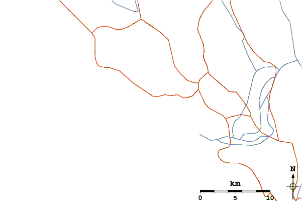 Carreteras y ríos cerca de Kastro Point (Parga)