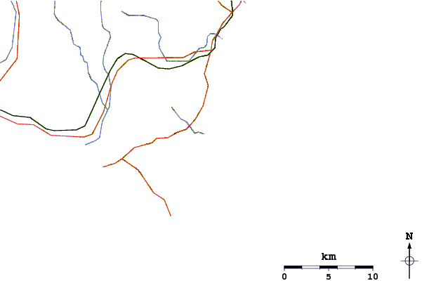 Carreteras y ríos cerca de Kojima