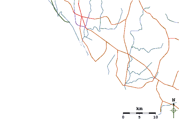 Carreteras y ríos cerca de Kovalam