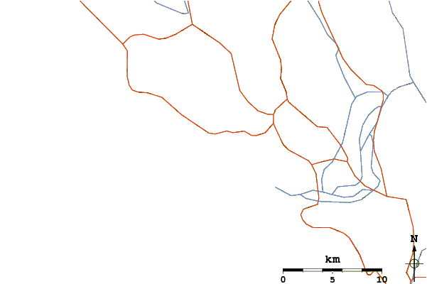 Carreteras y ríos cerca de Krioneri (Parga)