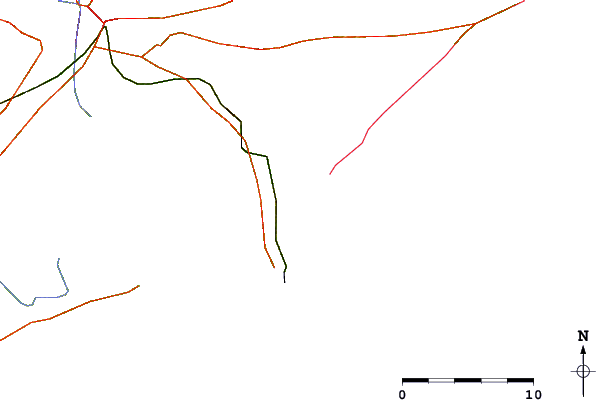 Carreteras y ríos cerca de La Derecha del Barco