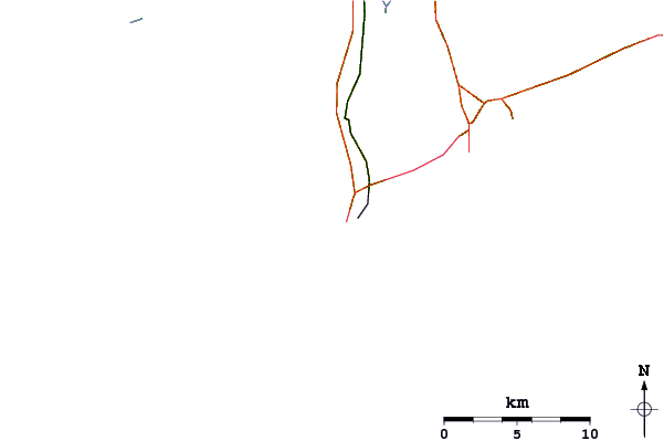 Carreteras y ríos cerca de La Virgen