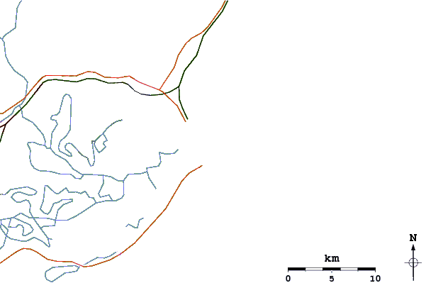 Carreteras y ríos cerca de Laguna (Os Molhes)