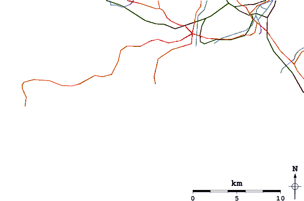 Carreteras y ríos cerca de Langland Point