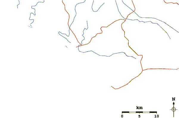 Carreteras y ríos cerca de Las Islitas (Matanchen Bay)