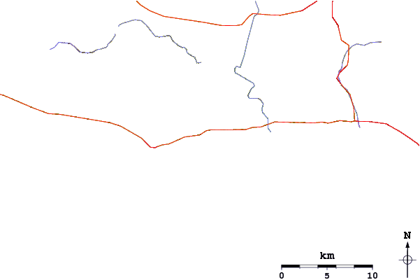 Carreteras y ríos cerca de Latigo Point