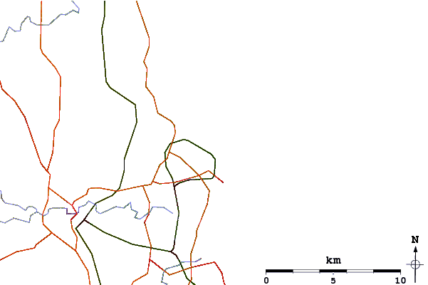 Carreteras y ríos cerca de Lynemouth Beach