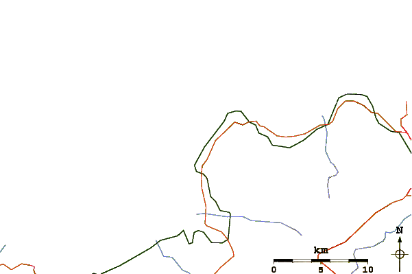 Carreteras y ríos cerca de Magaggiari (Sicily)