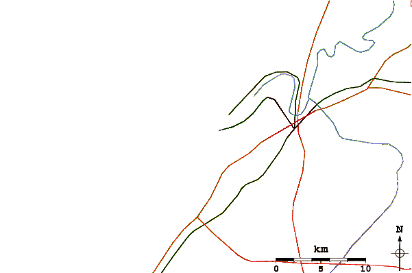 Carreteras y ríos cerca de Medihya Plage