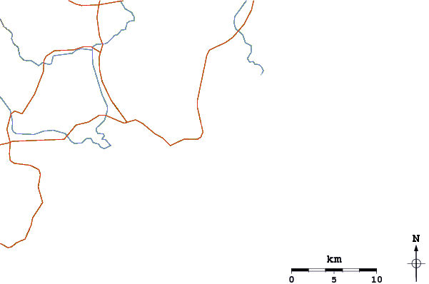 Carreteras y ríos cerca de Monseigneur Bay