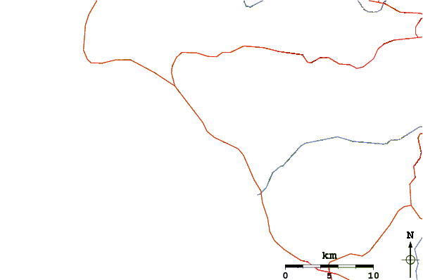 Carreteras y ríos cerca de Mystery Point