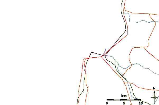 Carreteras y ríos cerca de Pik or Meridian