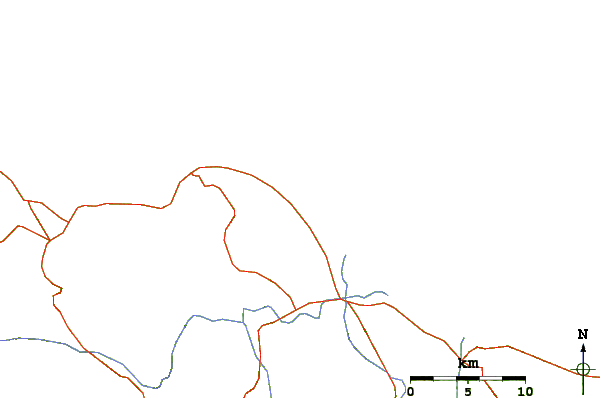 Carreteras y ríos cerca de Playa Goleta