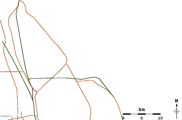 Carreteras y ríos cerca de Playa Linda