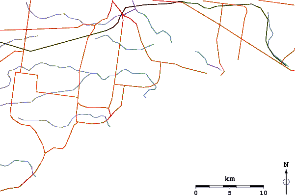 Carreteras y ríos cerca de Point Impossible