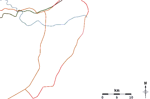Carreteras y ríos cerca de Ponta de Bororo