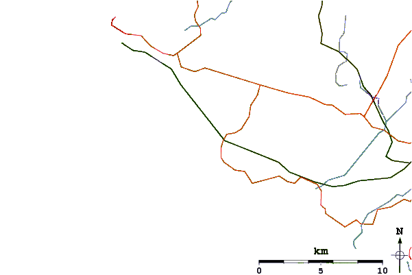 Carreteras y ríos cerca de Porth Nobla