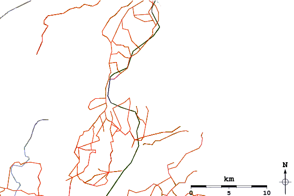 Carreteras y ríos cerca de Potato Point