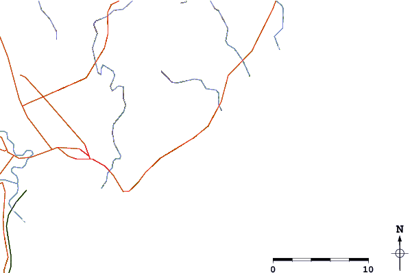 Carreteras y ríos cerca de Pouawa Beach