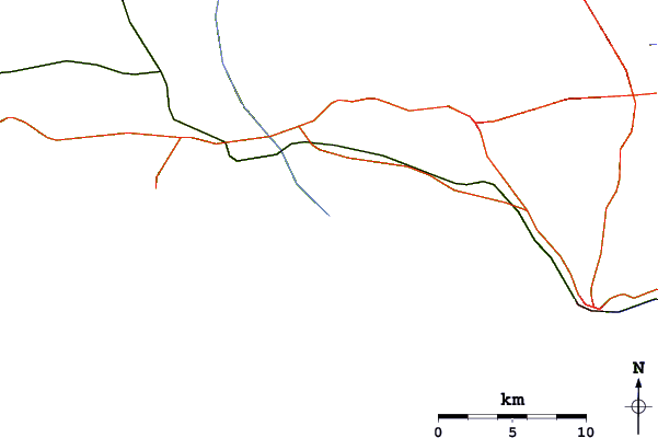 Carreteras y ríos cerca de Praia da Falésia