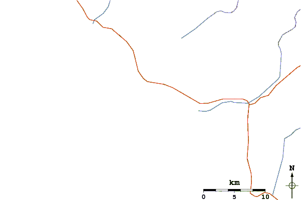 Carreteras y ríos cerca de Punta Blanca (Seven Sisters)