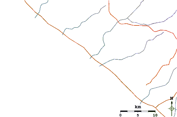 Carreteras y ríos cerca de Punta Conejo