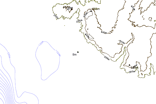 Costa alrededor de Punta San Carlos