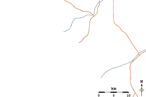 Carreteras y ríos cerca de Punta Santa Rosalillita (The Wall)