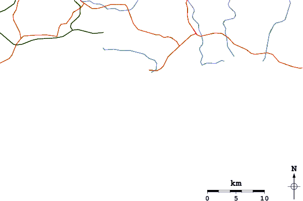 Carreteras y ríos cerca de Punta de Brea
