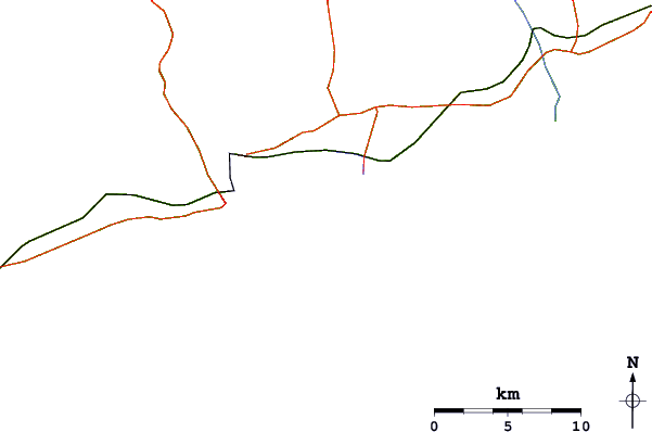Carreteras y ríos cerca de Punta del Moral