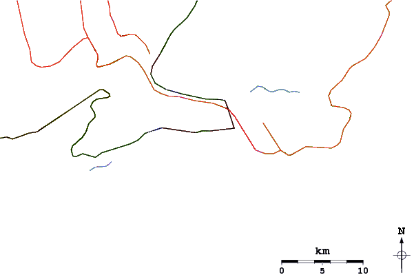 Carreteras y ríos cerca de Quebra Mar