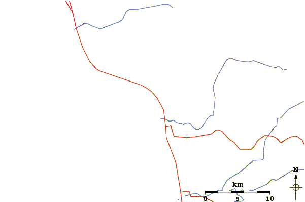 Carreteras y ríos cerca de Rancho Santini