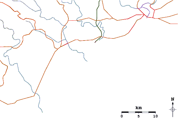 Carreteras y ríos cerca de Red Beach