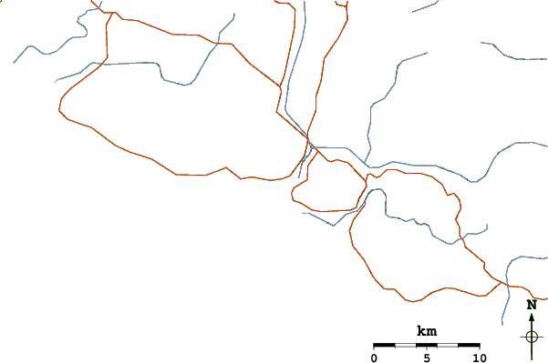 Carreteras y ríos cerca de La Roche Percee (Bonhomme de Bourail)
