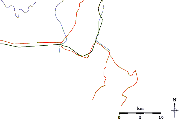 Carreteras y ríos cerca de Rolling Stones