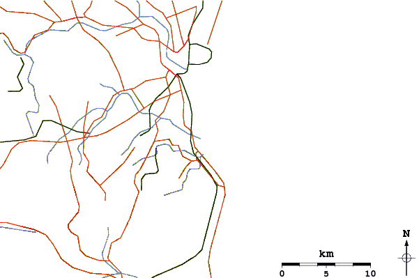 Carreteras y ríos cerca de Sosanji Rivermouth