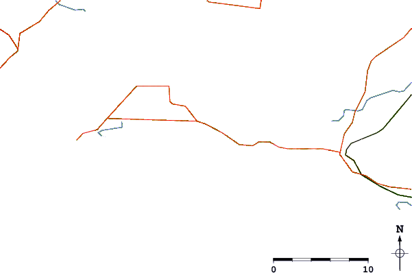 Carreteras y ríos cerca de Surfies Point