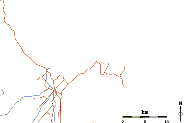 Carreteras y ríos cerca de Tata Beach
