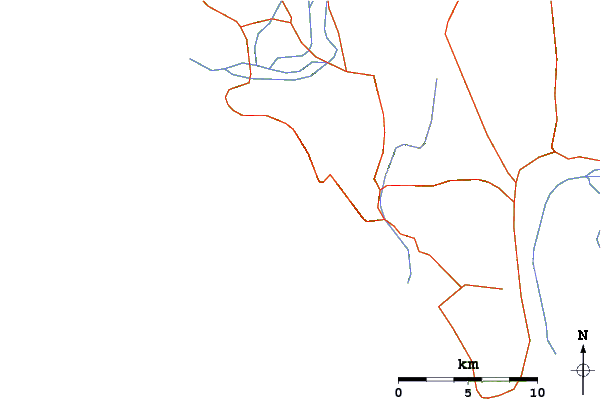 Carreteras y ríos cerca de Teris Point (Lygias)