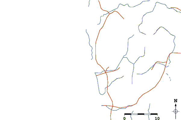 Carreteras y ríos cerca de Thai Mueang Beach