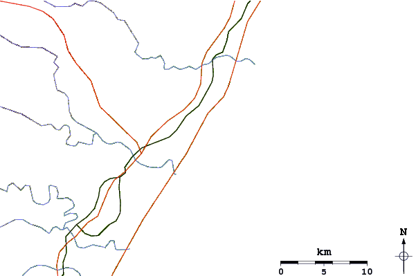 Carreteras y ríos cerca de Thompsons Bay
