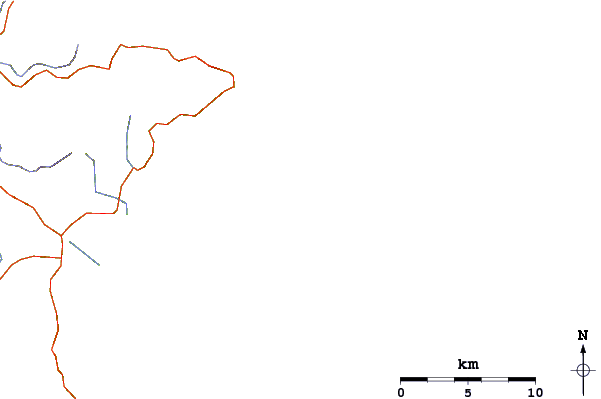 Carreteras y ríos cerca de Tokatu Peninsula