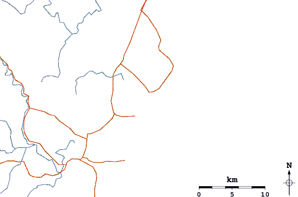 Carreteras y ríos cerca de Tomaga Rivermouth