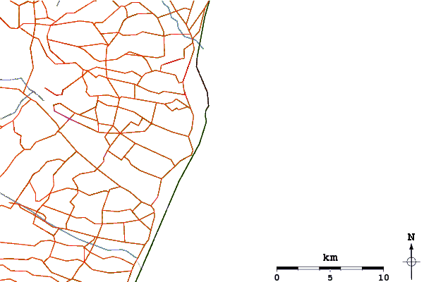 Carreteras y ríos cerca de Tuhawaiki Point