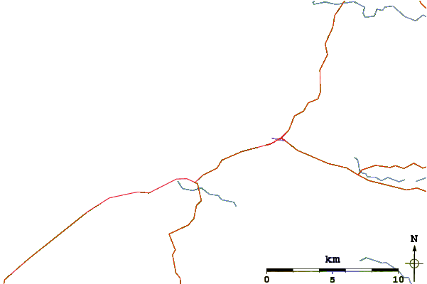 Carreteras y ríos cerca de Tullan Strand