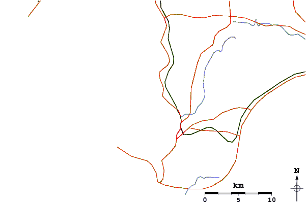Carreteras y ríos cerca de Uchiboso