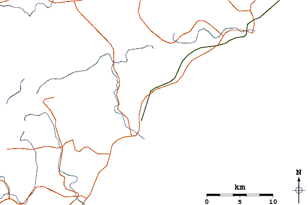 Carreteras y ríos cerca de Uchizuma