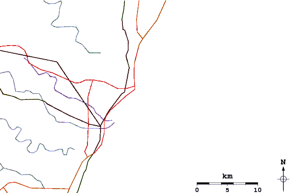 Carreteras y ríos cerca de Vetchs Reef